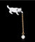 White Pearl-Like Cute Cat Brooch