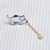 White Pearl-Like Cute Cat Brooch
