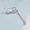 White Pearl-Like Cute Cat Brooch