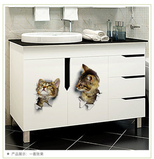 Cat Erupting from Wall 3D Sticker