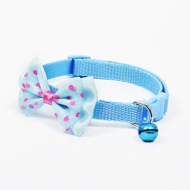 Adjustable Bowknot Bells Charm Polyester Pet Collar