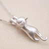 Minimalist Hanging Cat Pendant 925 Silver Necklace for Women