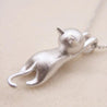 Minimalist Hanging Cat Pendant 925 Silver Necklace for Women