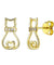 Cubic Zirconia Cat Stud Earrings