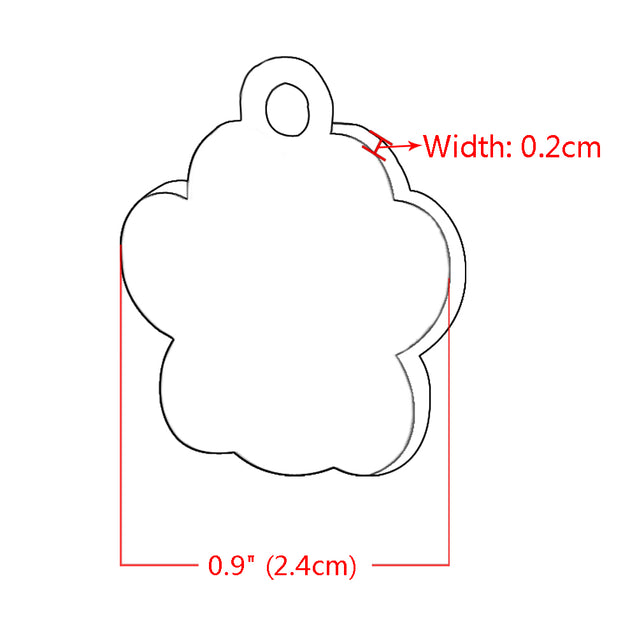 Personalized Paw Shaped Glitter  Engraved Pet ID Tag Pendant