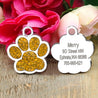 Personalized Paw Shaped Glitter  Engraved Pet ID Tag Pendant