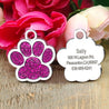 Personalized Paw Shaped Glitter  Engraved Pet ID Tag Pendant