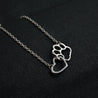 Linked Heart and Paw Pendant Necklace