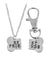 Best Friends Broken Dog Bone Pendant Necklace & Keychain Set
