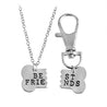 Best Friends Broken Dog Bone Pendant Necklace & Keychain Set