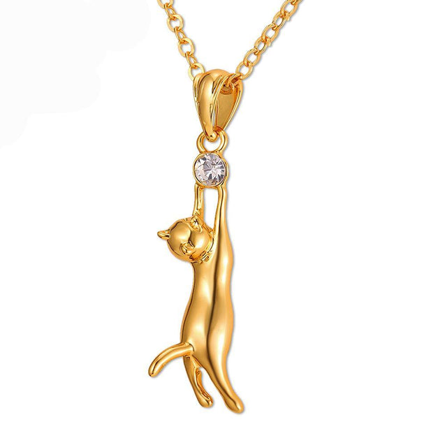 Hanging Cat Pendant Necklace