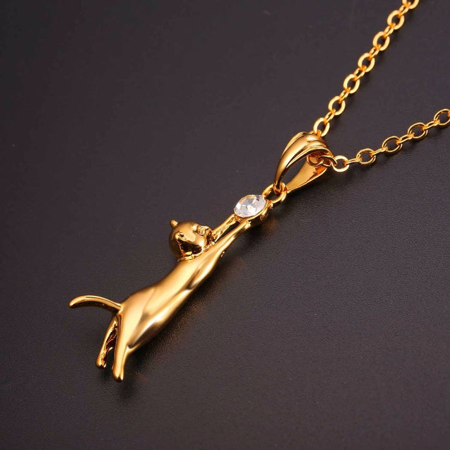 Hanging Cat Pendant Necklace