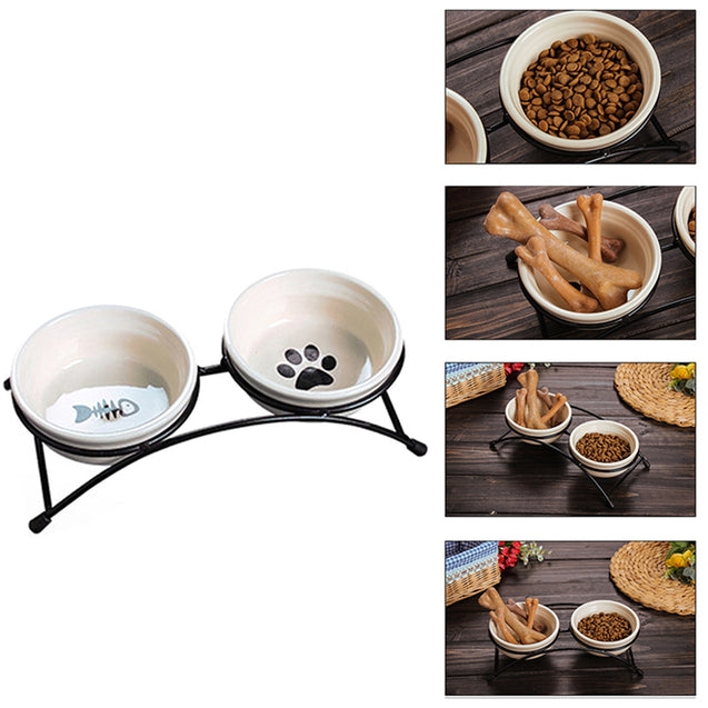 Cartoon Style Ceramic Pet Bowl Pet Feeder