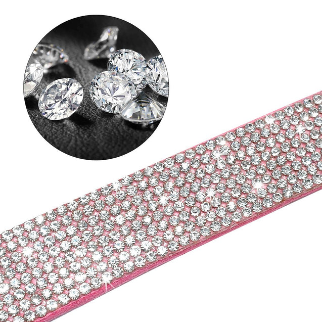 Adjustable Rhinestone Suede Soft Leather Pet Collar