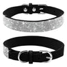 Adjustable Rhinestone Suede Soft Leather Pet Collar