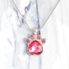 Birthstone & Paw Pendant Snake Chain Necklace