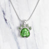 Birthstone & Paw Pendant Snake Chain Necklace