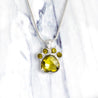 Birthstone & Paw Pendant Snake Chain Necklace