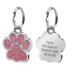 Personalized Paw Shaped Glitter  Engraved Pet ID Tag Pendant