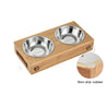 Stainless Steel  Double Bowl Wood Rack Feeder