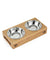 Stainless Steel  Double Bowl Wood Rack Feeder