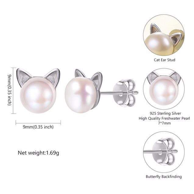 Freshwater Pearl Cat Earrings