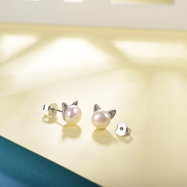 Freshwater Pearl Cat Earrings