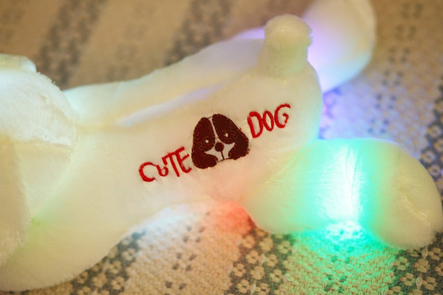 Colorful LED light glowing plush dog doll