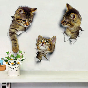 Cat Erupting from Wall 3D Sticker