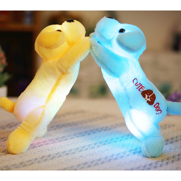 Colorful LED light glowing plush dog doll