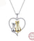 Two Cats Inside Heart Necklace