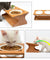 Ceramic Double Bowl Wood Rack Pet Feeder