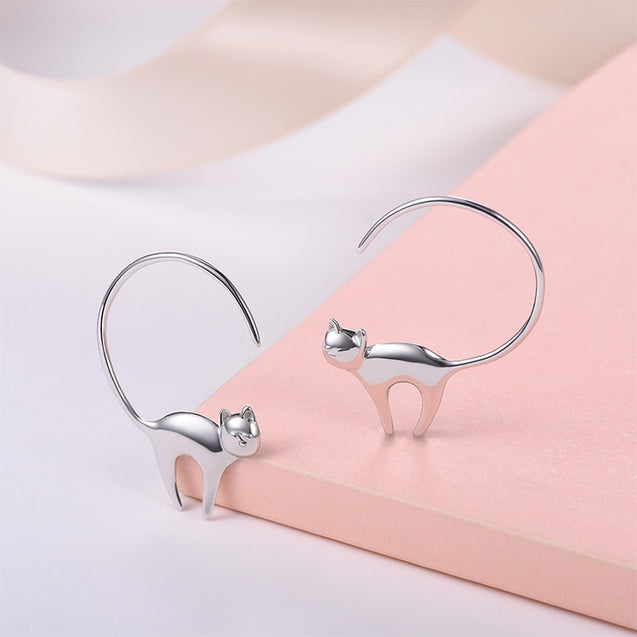 Dangling Cat Stud Earrings