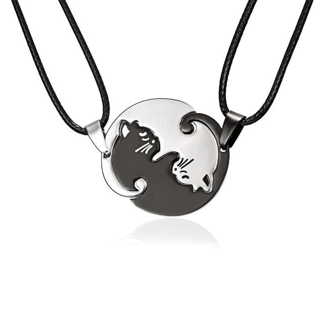 Titanium Black & White Couple Necklace