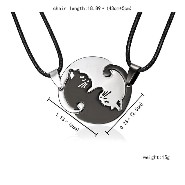 Titanium Black & White Couple Necklace