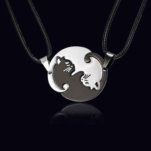 Titanium Black & White Couple Necklace