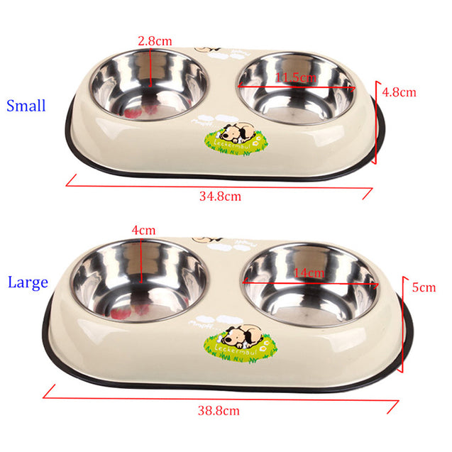 2 in 1 Stainless Steel Double Mesh Pet Travel Feeder