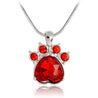 Birthstone & Paw Pendant Snake Chain Necklace