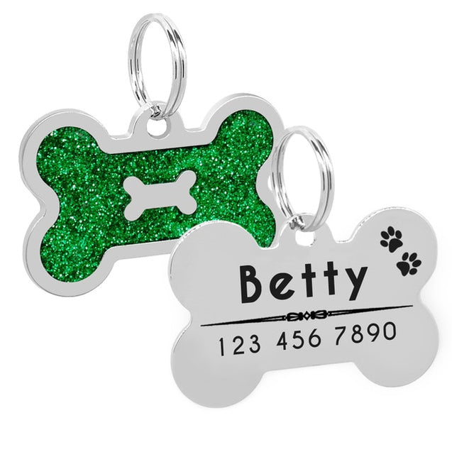 Personalized Glitter  Dog ID Tag