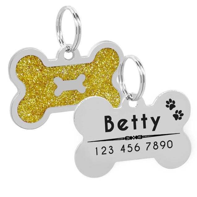 Personalized Glitter  Dog ID Tag