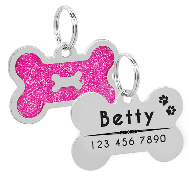 Personalized Glitter  Dog ID Tag