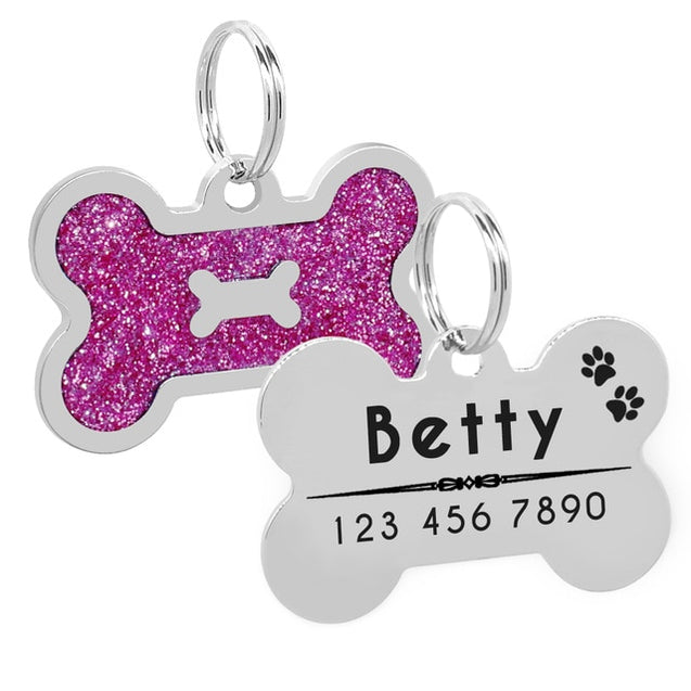 Personalized Glitter  Dog ID Tag