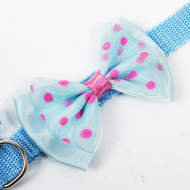 Adjustable Bowknot Bells Charm Polyester Pet Collar