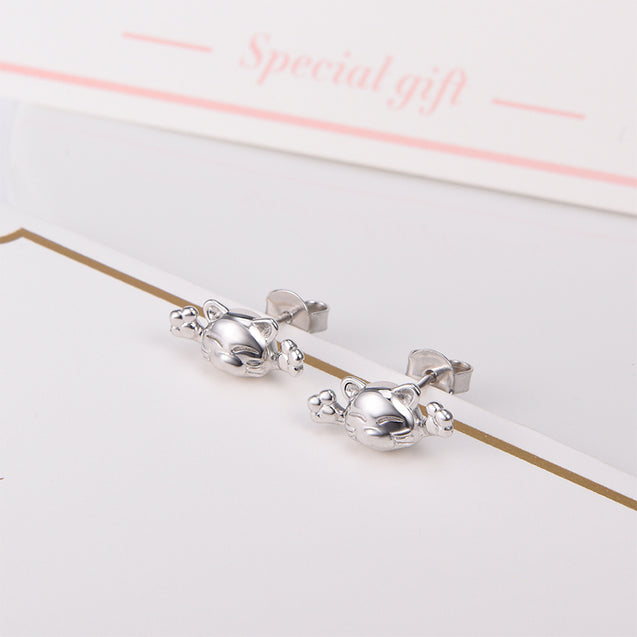 3D Cat Stud Earrings