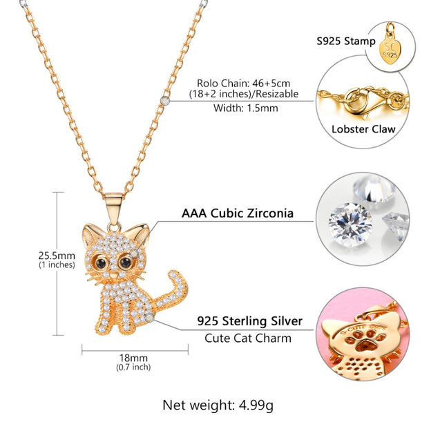 Cubic Zirconia Cat Necklace