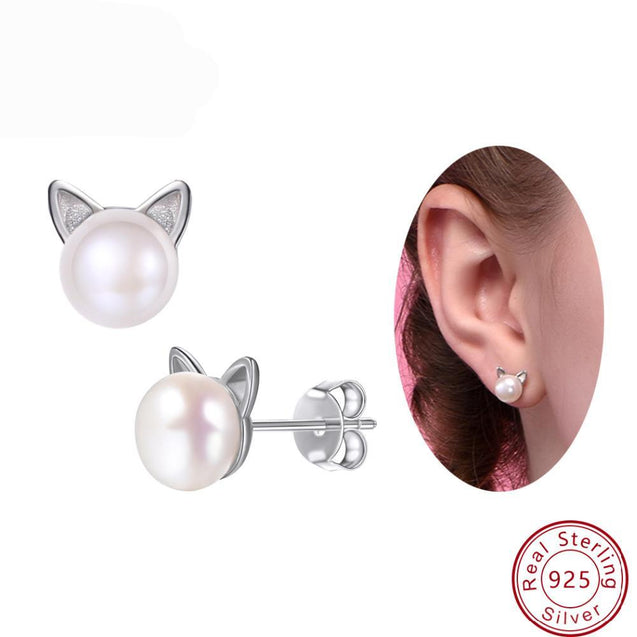 Freshwater Pearl Cat Earrings