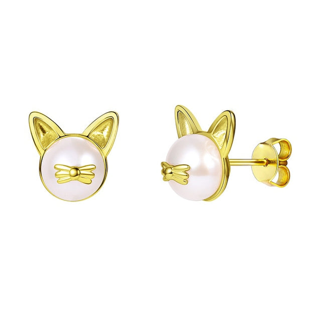 Freshwater Pearl Cat Earrings