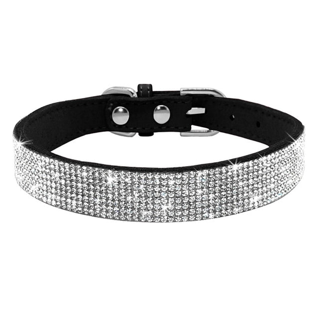 Adjustable Rhinestone Suede Soft Leather Pet Collar