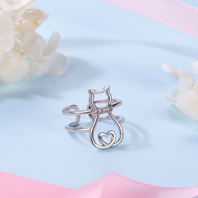 Cute Adjustable Cat Ring