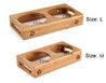 Stainless Steel  Double Bowl Wood Rack Feeder